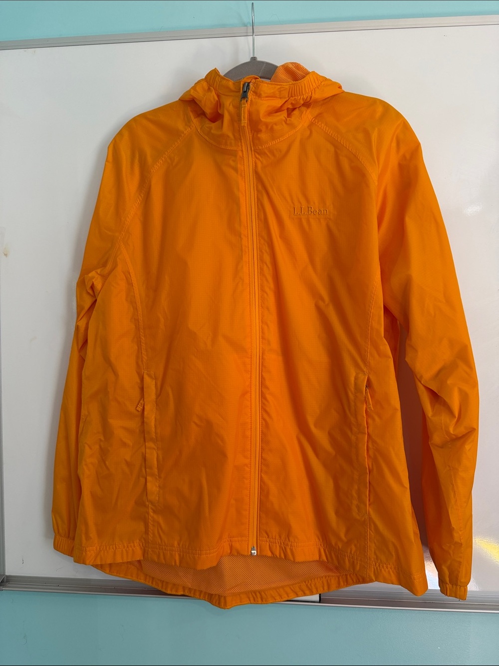 L.L. Bean Vibrant Orange Hooded Rain Jacket